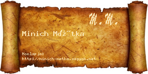 Minich Mátka névjegykártya